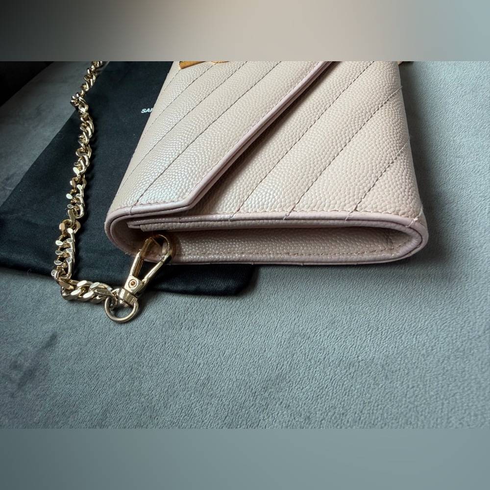 YSL blush pink envelope flap wallet on chain - Picture 7 of 14